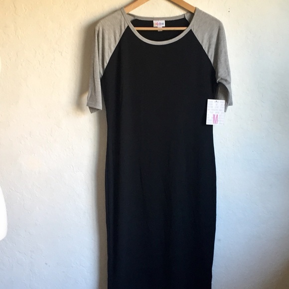 LuLaRoe Dresses & Skirts - LuLaRoe Julia Black with Gray Sleeves Dress M